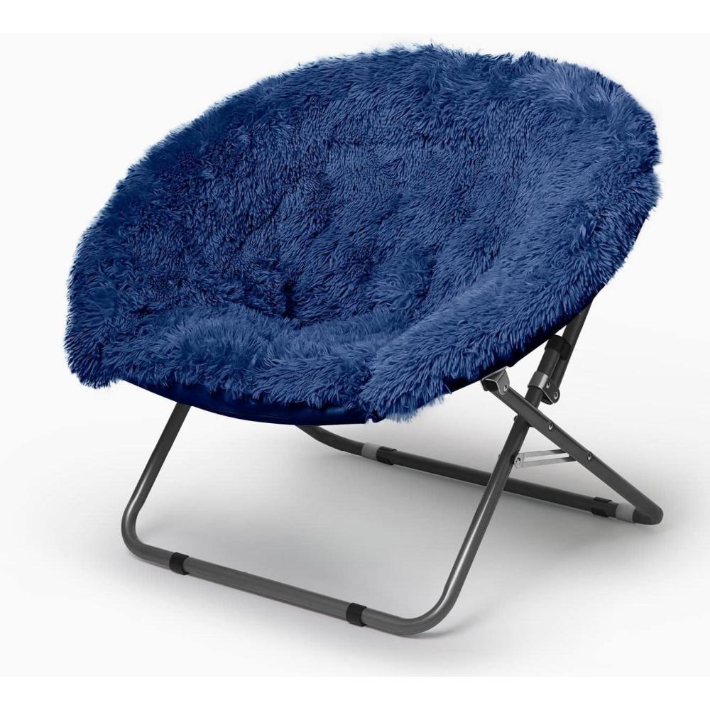 imageUrban Lifestyle Oversized Mongolian Faux Fur Saucer Chair MintNavy