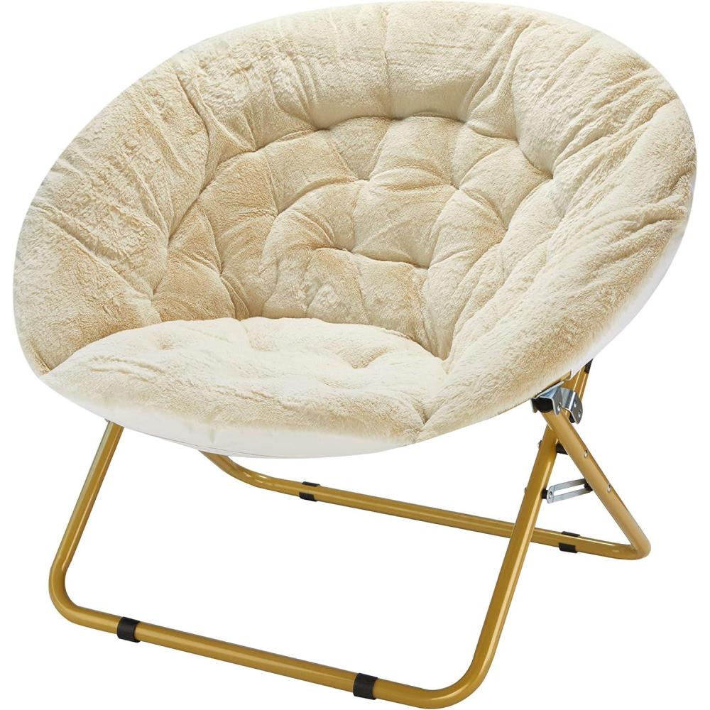 imageUrban Lifestyle Oversized Rabbit Faux Fur Saucer Chair WineGoldIvory