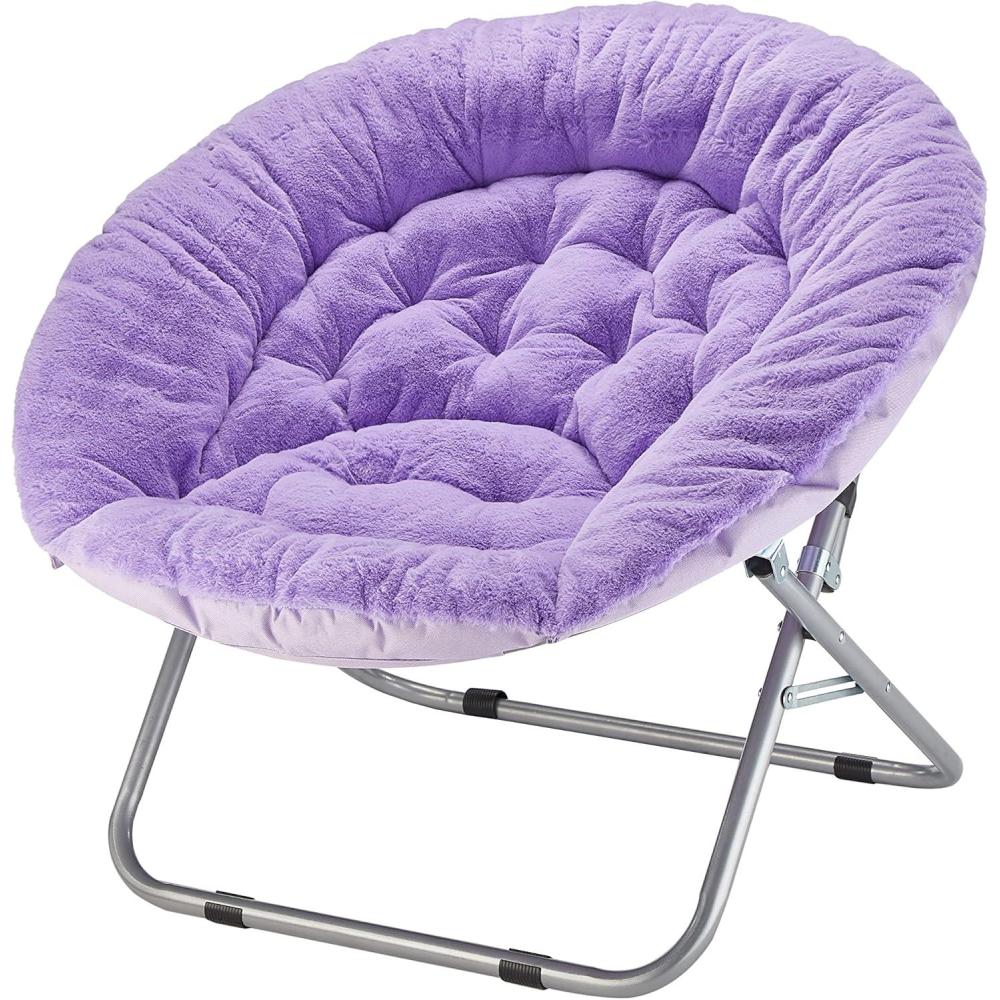 imageUrban Lifestyle Oversized Rabbit Faux Fur Saucer Chair WineGoldPurpleSilver