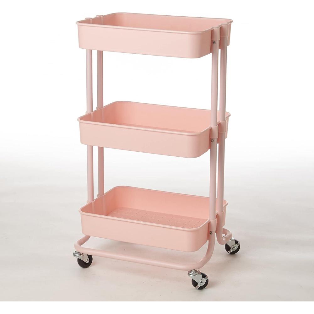 imageUrban Lifestyle Plastic 3 Tier Rolling Storage Cart BlackBlush