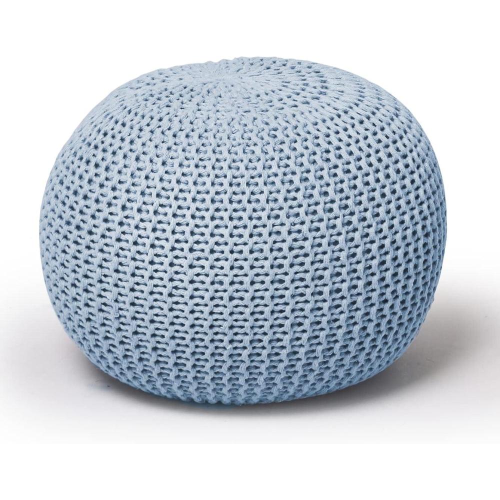 imageUrban Lifestyle Round Knit Pouf Hand Woven Cotton NavyBlue