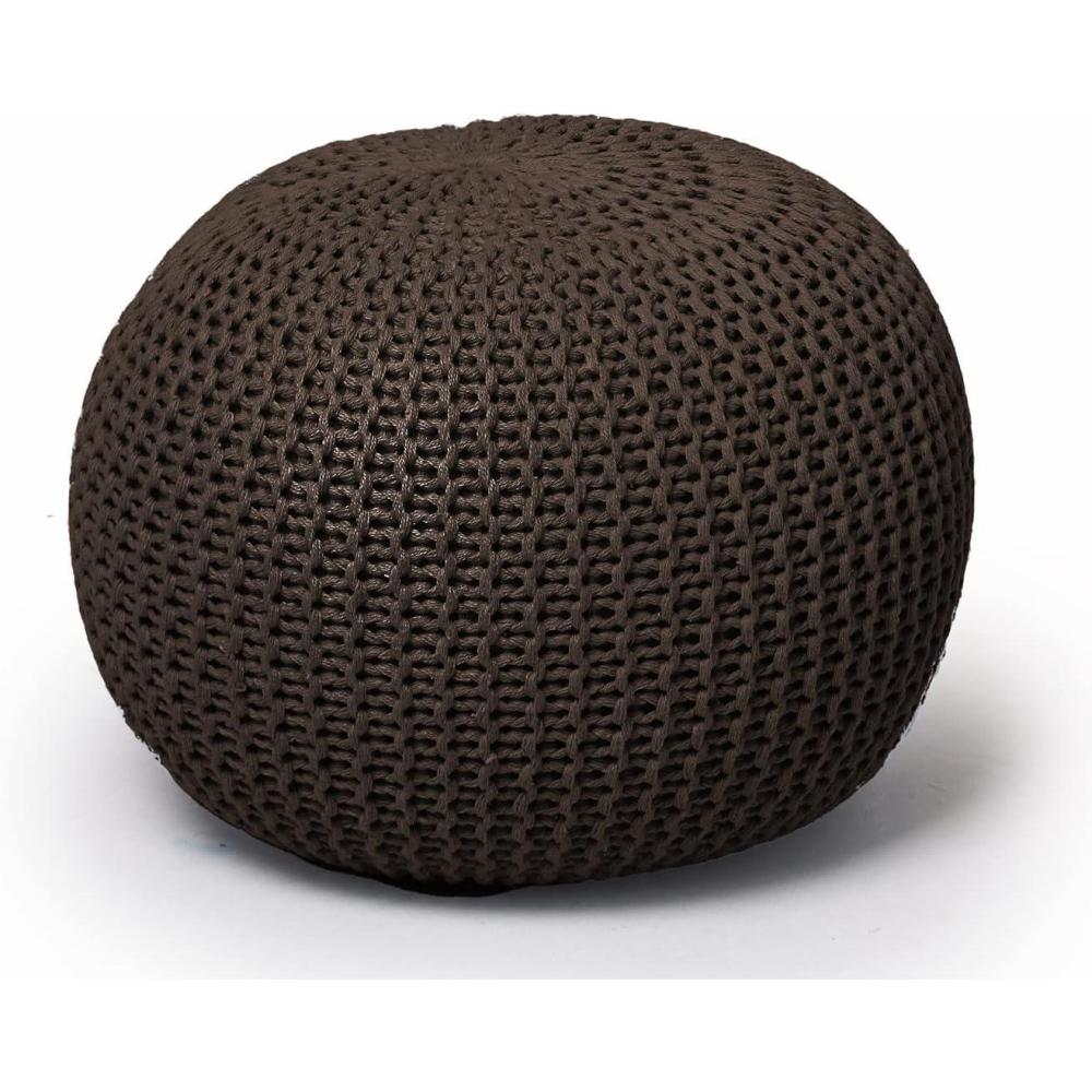 imageUrban Lifestyle Round Knit Pouf Hand Woven Cotton NavyBrown