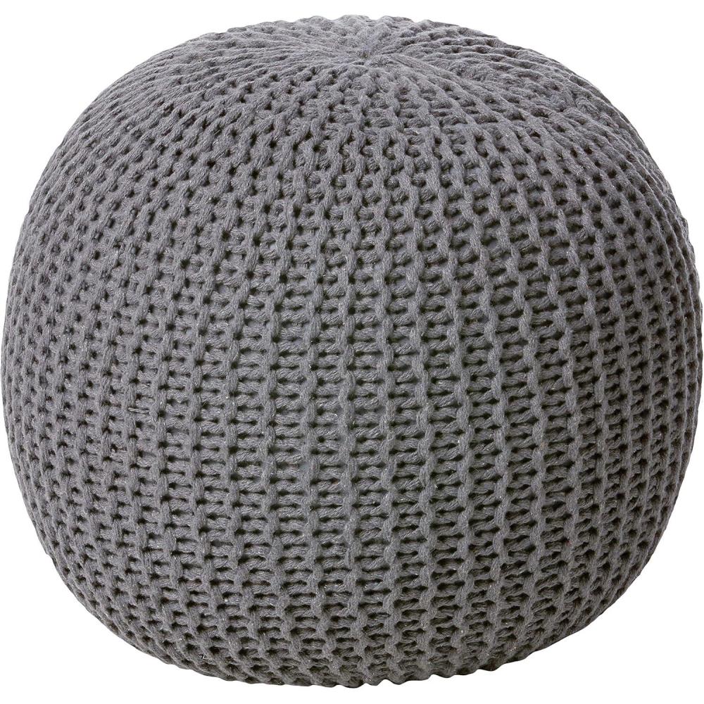 imageUrban Lifestyle Round Knit Pouf Hand Woven Cotton NavyDark Grey