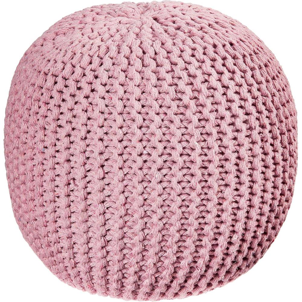 imageUrban Lifestyle Round Knit Pouf Hand Woven Cotton NavyLight Pink