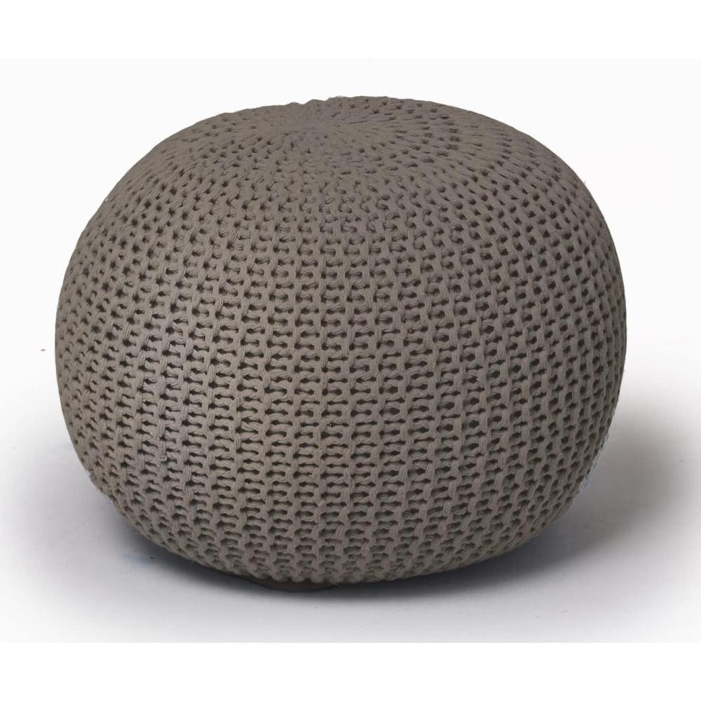 imageUrban Lifestyle Round Knit Pouf Hand Woven Cotton NavyTaupe