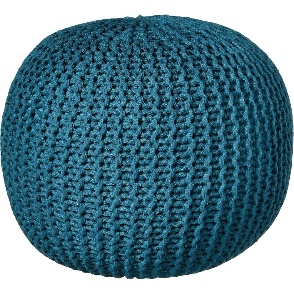 imageUrban Lifestyle Round Knit Pouf Hand Woven Cotton NavyTeal