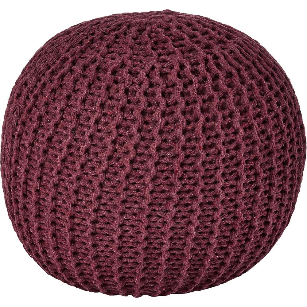 imageUrban Lifestyle Round Knit Pouf  Hand Woven Cotton NavyWine