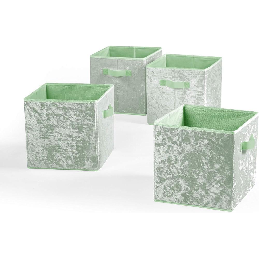 imageUrban Lifestyle Set of 4 Crushed Velvet Storage Cubes Mint