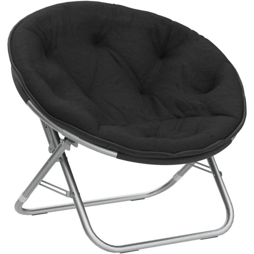 imageUrban Lifestyle Super Soft Faux Fur Saucer Chair with Folding Metal Frame AquaBlack