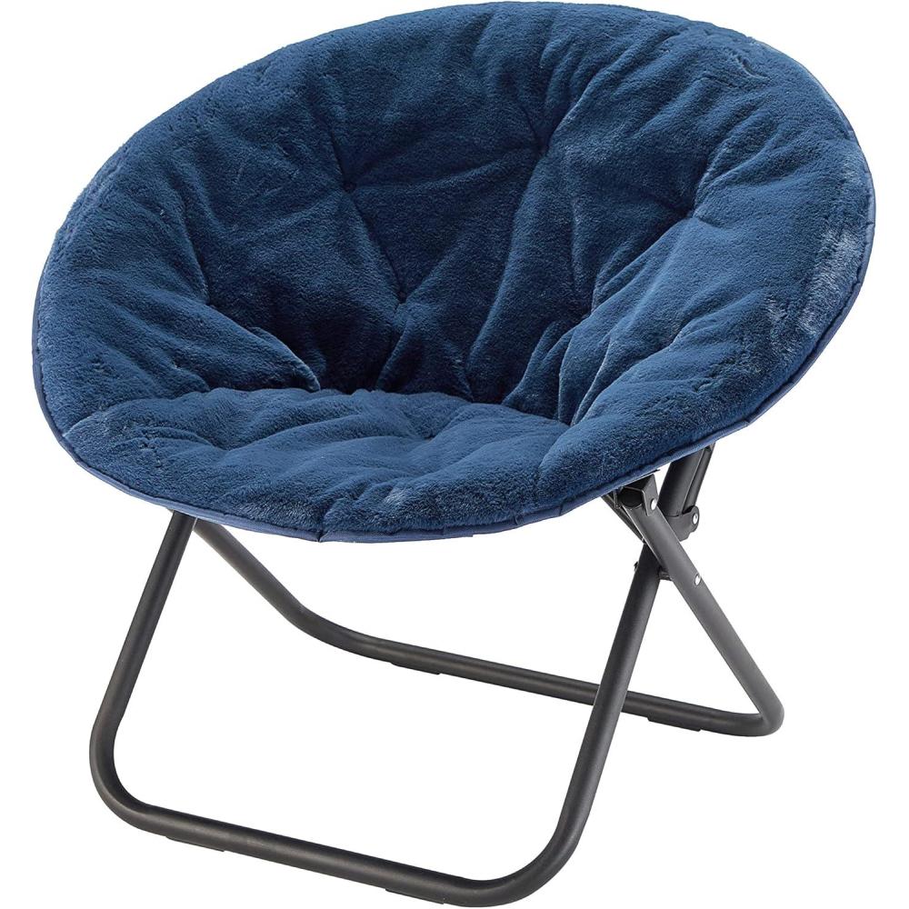 imageUrban Lifestyle Super Soft Faux Fur Saucer Chair with Folding Metal Frame AquaBlue