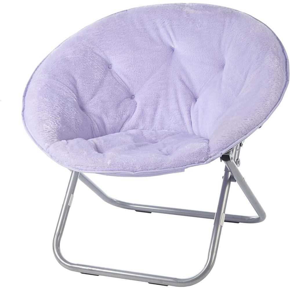 imageUrban Lifestyle Super Soft Faux Fur Saucer Chair with Folding Metal Frame AquaLavender