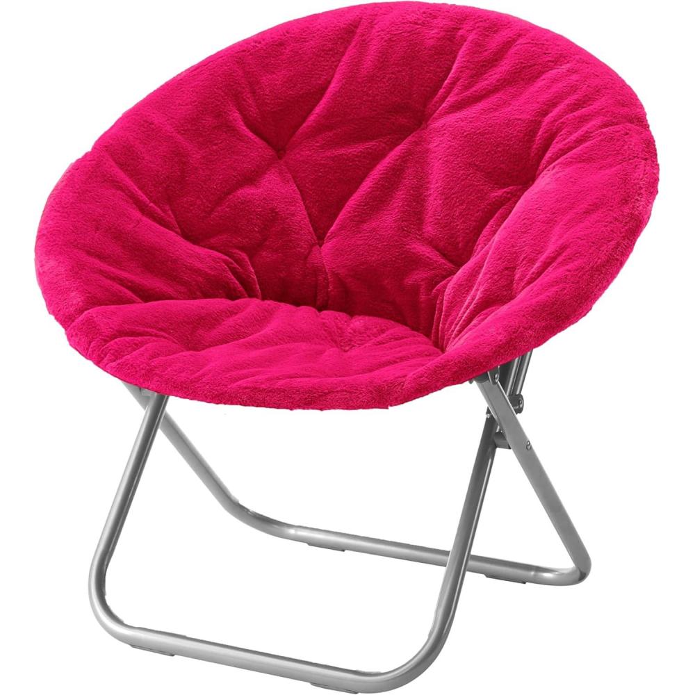 imageUrban Lifestyle Super Soft Faux Fur Saucer Chair with Folding Metal Frame AquaPink
