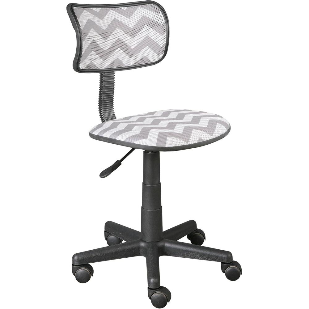 imageUrban Lifestyle Swivel Desk Chair Stylish and Compact Office Chair with Mesh Back Swivel Function Adjustable Height and Cushioned Seat Cyan BlueGrey Chevron