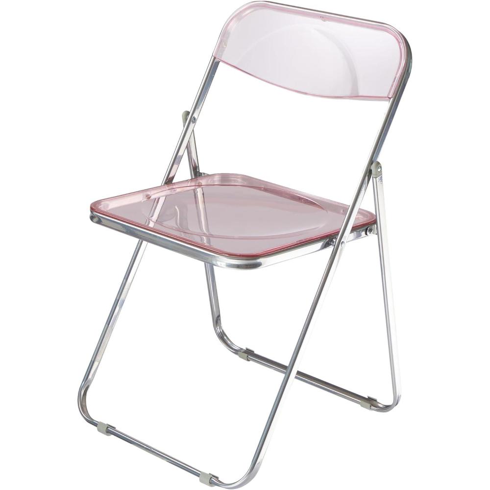 imageUrban Lifestyle Transparent Acrylic Modern Folding Chair with Chrome Frame BlushBlush