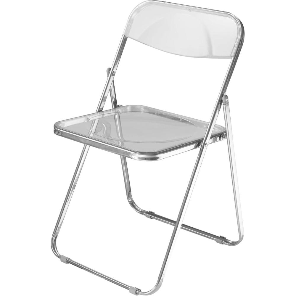 imageUrban Lifestyle Transparent Acrylic Modern Folding Chair with Chrome Frame Clear