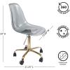 Urban Lifestyle Acrylic Rolling Desk Chair, Navy Blue with Silver Legs, 21D x 19W x 34H Inch(Black / Gold Base)