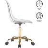 Urban Lifestyle Acrylic Rolling Desk Chair, Navy Blue with Silver Legs, 21D x 19W x 34H Inch(Clear With Gold Base)