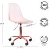 Urban Lifestyle Acrylic Rolling Desk Chair, Navy Blue with Silver Legs, 21D x 19W x 34H Inch(Pink With Rose Gold)