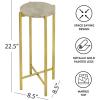 Urban Lifestyle Brown Marble Collapsible Side Accent Drink Table with Gold Metal Legs 12 in x 12 in x 13.5 in
