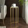 Urban Lifestyle Brown Marble Collapsible Side Accent Drink Table with Gold Metal Legs 12 in x 12 in x 13.5 in