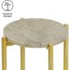 Urban Lifestyle Brown Marble Collapsible Side Accent Drink Table with Gold Metal Legs 12 in x 12 in x 13.5 in