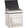 Urban Lifestyle Collapsible Storage Ottoman with Laptop Stand Tray Lid and Storage Pocket, Gold Geo, 15″x15″x15″(Gold Geo)