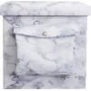 Urban Lifestyle Collapsible Storage Ottoman with Laptop Stand Tray Lid and Storage Pocket, Marble,15″x15″x15″, White