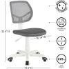 Urban Lifestyle Computer Office Rolling Swivel Task Desk Chair with Mesh Backrest and Caster Wheels, White with White Legs(Grey)