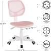 Urban Lifestyle Computer Office Rolling Swivel Task Desk Chair with Mesh Backrest and Caster Wheels, White with White Legs(Pink)
