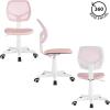 Urban Lifestyle Computer Office Rolling Swivel Task Desk Chair with Mesh Backrest and Caster Wheels, White with White Legs(Pink)