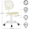 Urban Lifestyle Computer Office Rolling Swivel Task Desk Chair with Mesh Backrest and Caster Wheels, White with White Legs(White)
