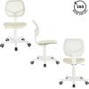 Urban Lifestyle Computer Office Rolling Swivel Task Desk Chair with Mesh Backrest and Caster Wheels, White with White Legs(White)