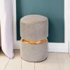 Urban Lifestyle Distressed Faux Leather Ottoman, Grey