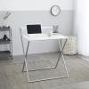 Urban Lifestyle Foldable 2 Tier Compact Computer Desk, Marble/Silver(Marble/Silver)