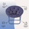 Urban Lifestyle Folding Saucer Chair, Navy Blue Quilted Cushion, Metal Frame, 27.5×29.5×31.4 inches