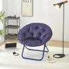 Urban Lifestyle Folding Saucer Chair, Navy Blue Quilted Cushion, Metal Frame, 27.5×29.5×31.4 inches