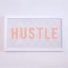 Urban Lifestyle Hustle Tufted Wall Art with White Frame and Checkerboard Backdrop,Modern Motivational Décor for Creative Spaces,Dorms,and Home Offices