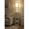 Urban Lifestyle Modern Black Shelf Floor Lamp with Fabric Shade, Tall Standing Lamp with 3-Tier Storage Shelves, Pull Chain, Ideal for Living Room, Bedroom, Office(White)