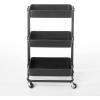 Urban Lifestyle Plastic 3 Tier Rolling Storage Cart, Black(Black)