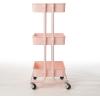 Urban Lifestyle Plastic 3 Tier Rolling Storage Cart, Black(Blush)