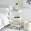 Urban Lifestyle Plastic 3 Tier Rolling Storage Cart, Black(White)