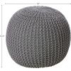 Urban Lifestyle Round Knit Pouf – Hand Woven Cotton, Navy(Dark Grey)