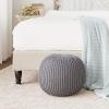 Urban Lifestyle Round Knit Pouf – Hand Woven Cotton, Navy(Dark Grey)