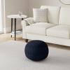 Urban Lifestyle Round Knit Pouf – Hand Woven Cotton, Navy(Indigo/Navy)