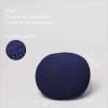 Urban Lifestyle Round Knit Pouf – Hand Woven Cotton, Navy(Indigo/Navy)