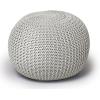 Urban Lifestyle Round Knit Pouf – Hand Woven Cotton, Navy(Ivory)