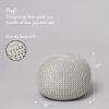 Urban Lifestyle Round Knit Pouf – Hand Woven Cotton, Navy(Ivory)