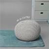 Urban Lifestyle Round Knit Pouf – Hand Woven Cotton, Navy(Ivory)