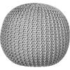 Urban Lifestyle Round Knit Pouf – Hand Woven Cotton, Navy(Light Grey)