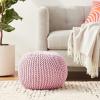 Urban Lifestyle Round Knit Pouf – Hand Woven Cotton, Navy(Light Pink)